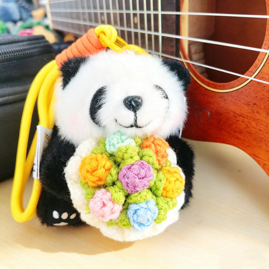 Llavero de Peluche de Panda con Flor