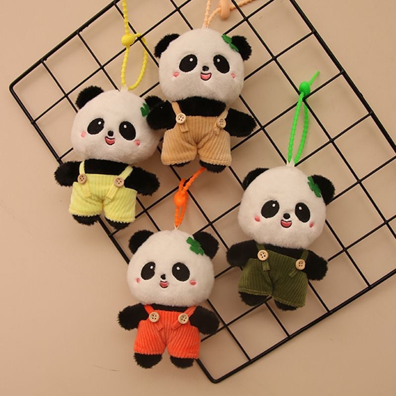 Panda Plush Bag Charm with Overalls