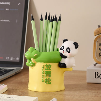 Cute Panda Resin Pen Holder & Makeup Brush Organizer