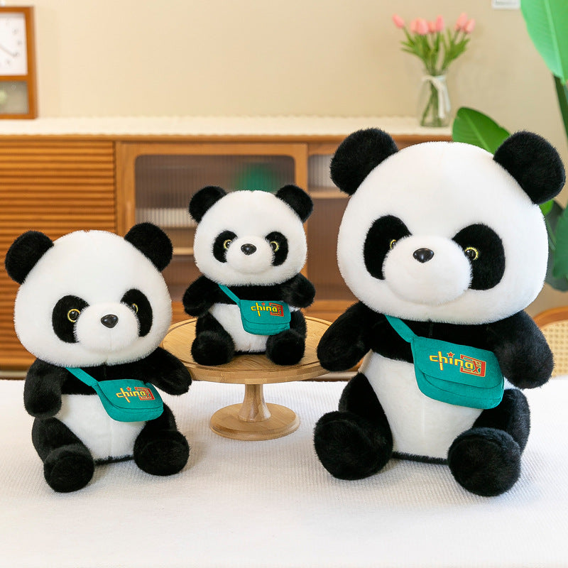 Panda Plush Toy with 'China' Crossbody Bag - 3 Sizes