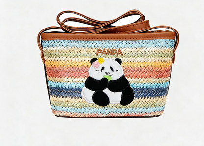 Rainbow Panda Woven Crossbody & Shoulder Bag