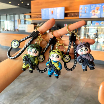 Tactical Panda Keychain with Braided Strap