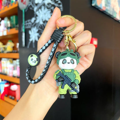 Tactical Panda Keychain with Braided Strap