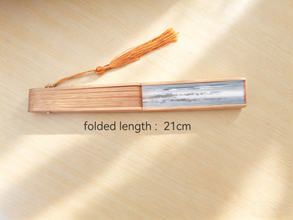Chinese Ink Wash Panda Bamboo Hand Fan