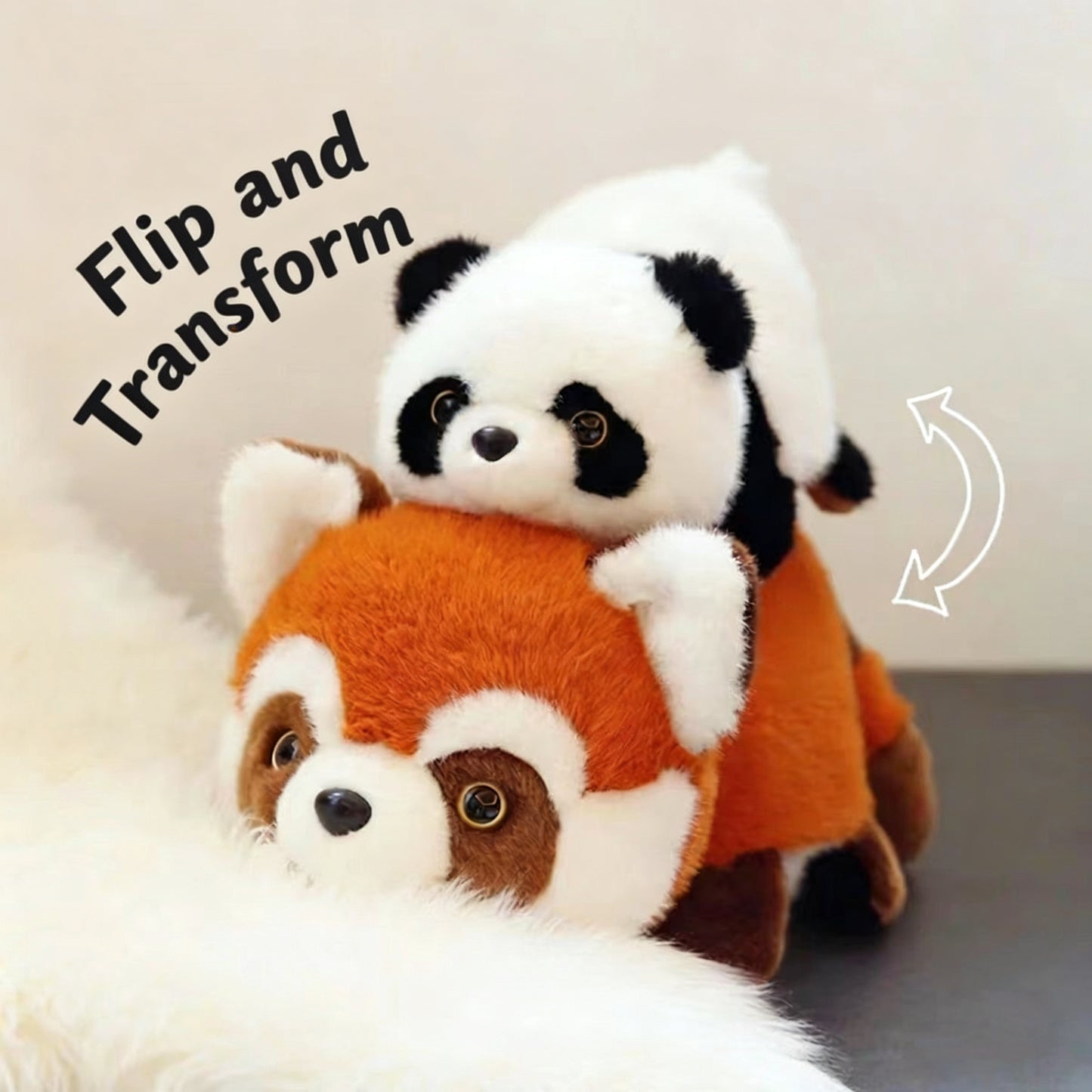 Flip Reversible Panda Plush Toy - Giant Panda & Red Panda