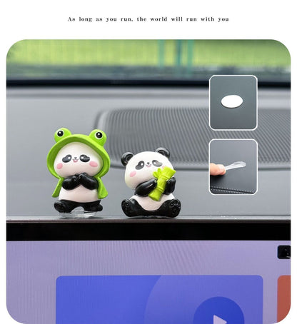  Cute Panda Family Car Dashboard Decor Set