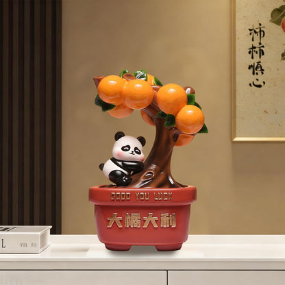 Panda Hugging Orange Tree Good Luck Ornament