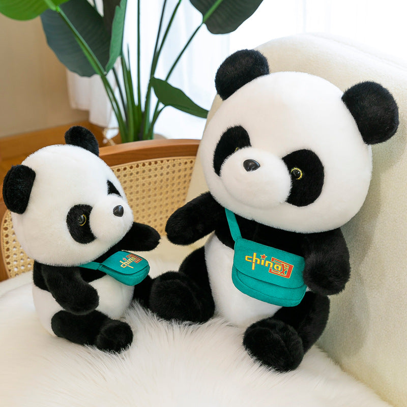 Panda Plush Toy with 'China' Crossbody Bag - 3 Sizes