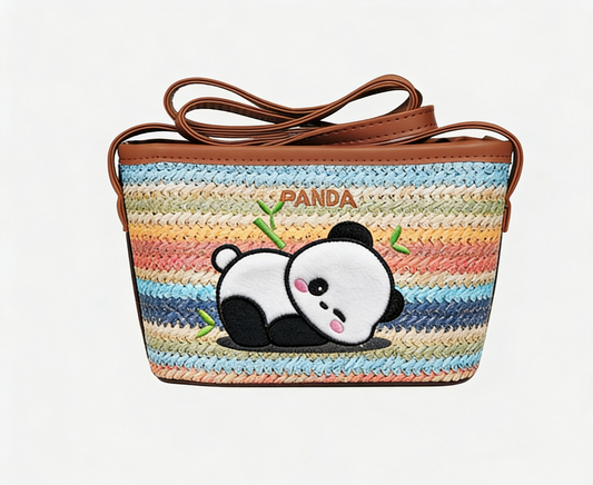 Bolso Bandolera y de Hombro Tejido Panda Arcoíris