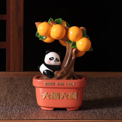 Panda Hugging Orange Tree Good Luck Ornament