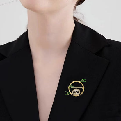 Panda Bamboo Brooch - Cute Enamel Pin