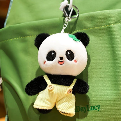 Panda Plush Bag Charm with Overalls