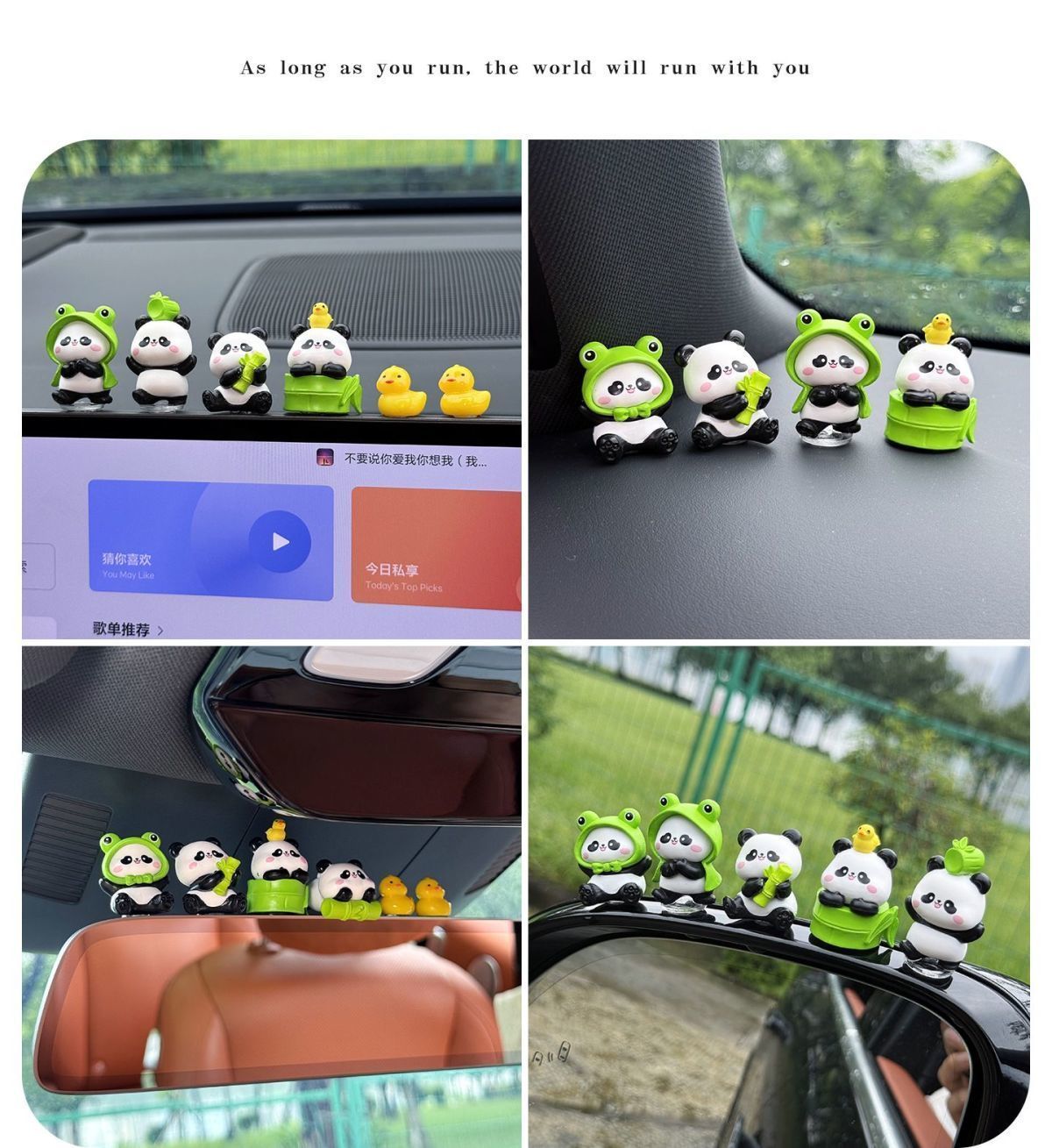  Cute Panda Family Car Dashboard Decor Set