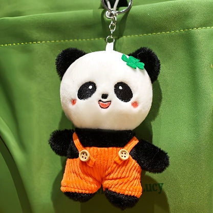 Panda Plush Bag Charm with Overalls