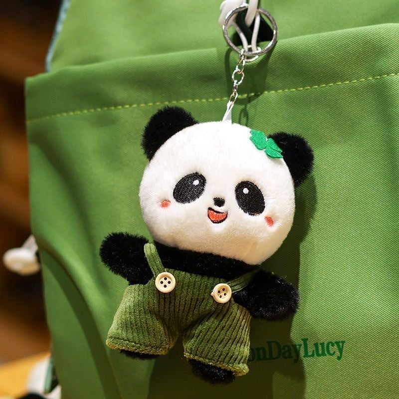 Panda Plush Bag Charm with Overalls