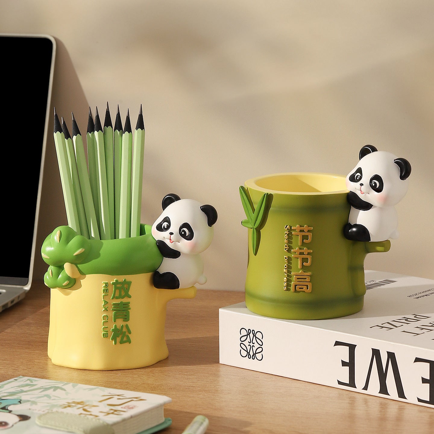 Cute Panda Resin Pen Holder & Makeup Brush Organizer