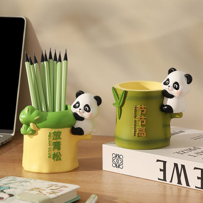 Cute Panda Resin Pen Holder & Makeup Brush Organizer