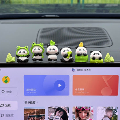  Cute Panda Family Car Dashboard Decor Set
