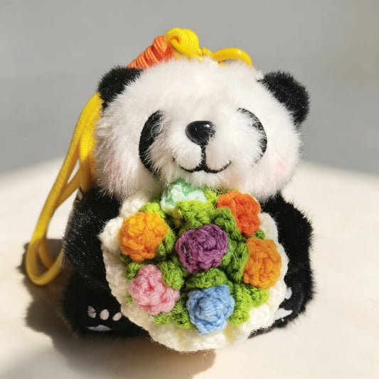 Llavero de Peluche de Panda con Flor